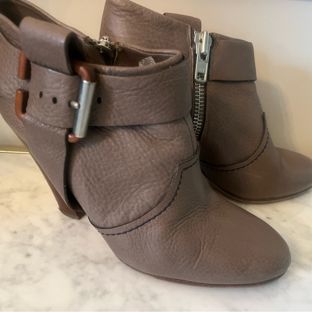 Chloe Taupe Ankle Boots with Buckle Detail